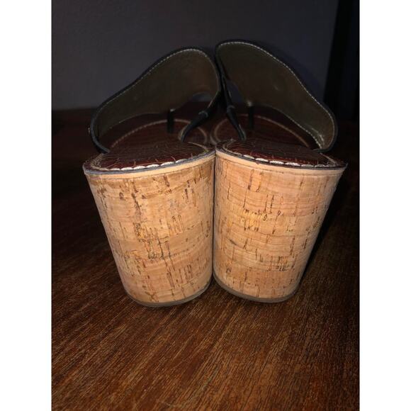 Sam Edelman Sandals Preppy Summer Black  Rose 3D  Cork  Wedges  10 - Picture 4 of 9